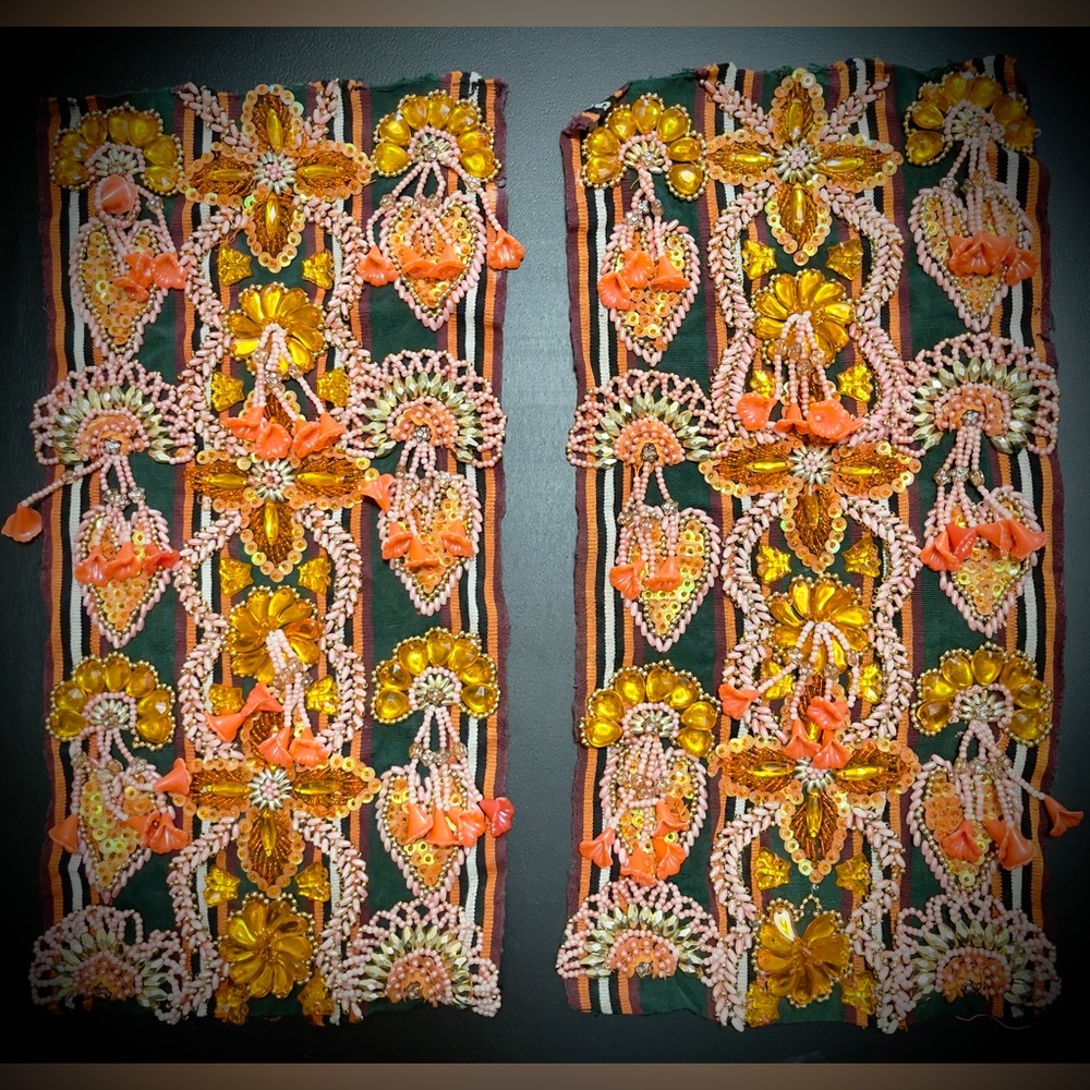 Matching Pair of Beautiful Traditional Beaded Siwan/Egyptian Cloth Panels - OOAK